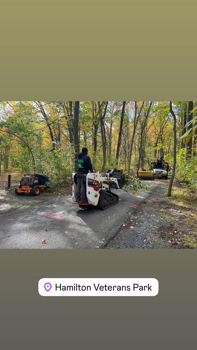 Pro-Stump Tree Service work truck at a park land-clearing site